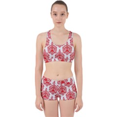 White And Red Ornament Damask Vintage Work It Out Gym Set by ConteMonfrey