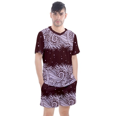 Ornamental Leaves Wallpaper Plants Men s Mesh Tee And Shorts Set by Wegoenart