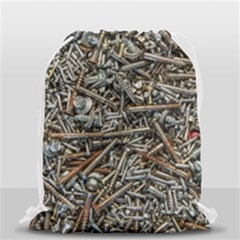 Screws Scrap Metal Rusted Screw Art Drawstring Bag (small) by Wegoenart