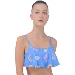 Seashell Clam Pattern Art Design Frill Bikini Top by Ravend