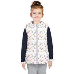 Easter Bunny Pattern Hare Kids  Hooded Puffer Vest by Ravend