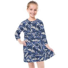 Butterflies Motif Collage Pattern Kids  Quarter Sleeve Shirt Dress by dflcprintsclothing