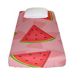 Background Watermelon Pattern Fruit Fitted Sheet (single Size) by Wegoenart