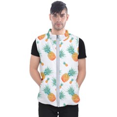 Pineapple Background Pattern Fruit Men s Puffer Vest by Wegoenart