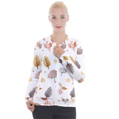 Autumn Leaf Leaves Nature Art Boho Background Casual Zip Up Jacket by Wegoenart