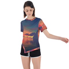 Digital Art Artwork Fantasy Landscape Sky Nature Asymmetrical Short Sleeve Sports Tee by danenraven