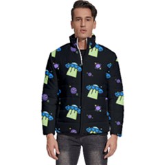 Galaxy Cosmos Rocket Spaceship Ufo Men s Puffer Bubble Jacket Coat by Wegoenart