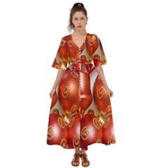 Christmas Decoration Star  3 Kimono Sleeve Boho Dress by artworkshop