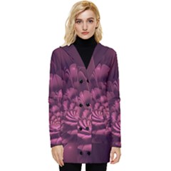 Fractal Blossom Flower Bloom Button Up Hooded Coat  by Wegoenart
