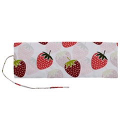 Strawberry Fruit Pattern Background Roll Up Canvas Pencil Holder (m) by Wegoenart