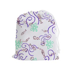 Background Pattern Wallpaper Fish Drawstring Pouch (xl) by Ravend