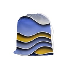 Background Abstract Wave Colorful Drawstring Pouch (large) by Ravend