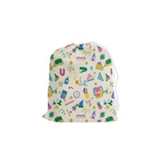 Pattern School Bag Pencil Triangle Drawstring Pouch (small) by Ravend