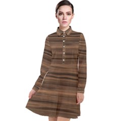 Texture-wooddack Long Sleeve Chiffon Shirt Dress