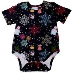 Christmas Thanksgiving Pattern Baby Short Sleeve Onesie Bodysuit by Ravend