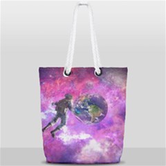 Astronaut Earth Space Planet Fantasy Full Print Rope Handle Tote (small) by Ravend
