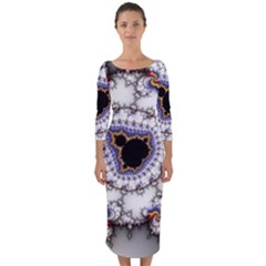 Mandelbrot Fractal Background Template Circle Quarter Sleeve Midi Bodycon Dress by danenraven