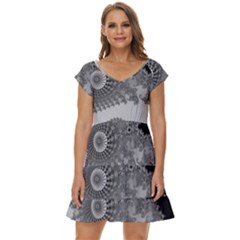 Apple Males Almond Bread Abstract Short Sleeve Tiered Mini Dress by danenraven