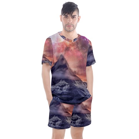 Mountain Cosmos Universe Nature Men s Mesh Tee And Shorts Set by Wegoenart