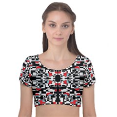 A-new-light Velvet Short Sleeve Crop Top  by DECOMARKLLC
