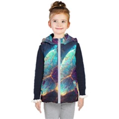 Abstract Galactic Wallpaper Kids  Hooded Puffer Vest by Ravend