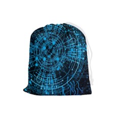 Network Circuit Board Trace Drawstring Pouch (large) by Ravend