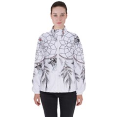 Dreamcatcher Feather Flower Illustration Art Women s High Neck Windbreaker by danenraven