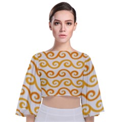 Seamless-pattern-ibatik-luxury-style-vector Tie Back Butterfly Sleeve Chiffon Top by nateshop