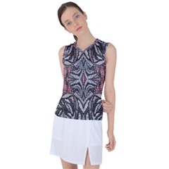 Pink Grey Repeats Symmetry Women s Sleeveless Sports Top by kaleidomarblingart