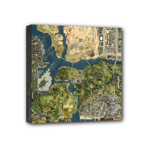 Map Illustration Grand Theft Auto Mini Canvas 4  X 4  (stretched) by danenraven