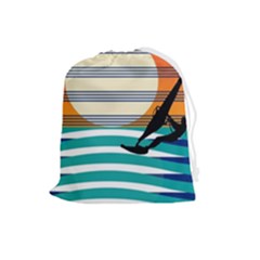 Waves Windsurfer Sun Drawstring Pouch (large) by Ravend