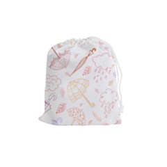 Weather Umbrella Rain Cloud Seamless Doodle Pattern Drawstring Pouch (medium) by danenraven
