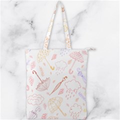 Weather Umbrella Rain Cloud Seamless Doodle Pattern Double Zip Up Tote Bag by danenraven