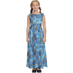 Angry Baby Chicken Illustration Random Pattern Kids  Satin Sleeveless Maxi Dress by dflcprintsclothing