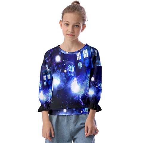 Tardis Background Space Kids  Cuff Sleeve Top by Jancukart