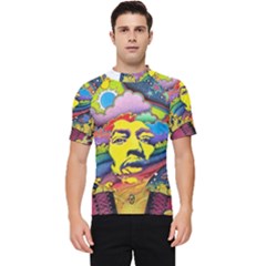 Psychedelic Rock Jimi Hendrix Men s Short Sleeve Rash Guard by Jancukart