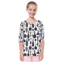 Wine Pattern Black White Kids  Quarter Sleeve Raglan Tee View1