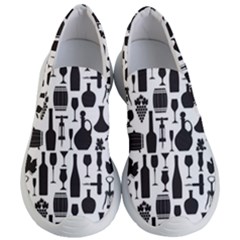 Wine Pattern Black White Women s Lightweight Slip Ons by Jancukart