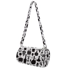 Wine Pattern Black White Mini Cylinder Bag by Jancukart
