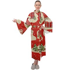 Christmas New Year Seamless Pattern Maxi Velour Kimono by Jancukart
