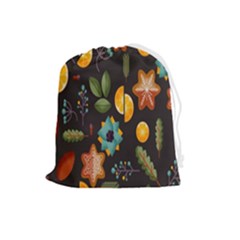 Christmas Seamless Pattern Drawstring Pouch (large) by Jancukart