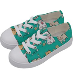 Seamless-pattern-cute-cat-cartoon-with-hand-drawn-style Kids  Low Top Canvas Sneakers by Jancukart