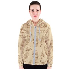 Ice-cream-vintage-pattern Women s Zipper Hoodie by Jancukart