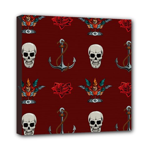Tattoo-old-school-background-pattern Mini Canvas 8  X 8  (stretched) by Jancukart