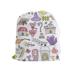 Fantasy-things-doodle-style-vector-illustration Drawstring Pouch (xl) by Jancukart