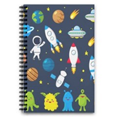 Big Set Cute Astronaut Space Planet Star Alien Rockets Ufo Constellation Satellite Moon 5 5  X 8 5  Notebook by Wegoenart