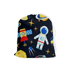 Space Seamless Pattern ---- Drawstring Pouch (large) by Wegoenart