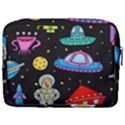 Seamless Pattern With Space Object Ufo Rocket Alien Hand Drawn Element Space Make Up Pouch (Large) View2