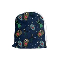 Monster Alien Pattern Seamless Background Drawstring Pouch (large) by Wegoenart