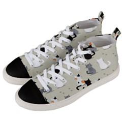 Cute-cat-seamless-pattern Men s Mid-top Canvas Sneakers by Wegoenart